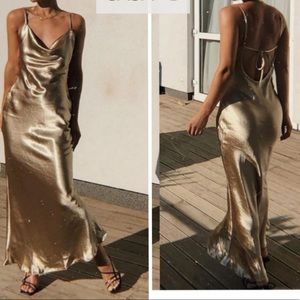 Champagne satin slip dress